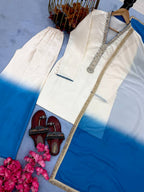 Designer Dual Tone Roman Glass Embroidered Kurta Palazzo set