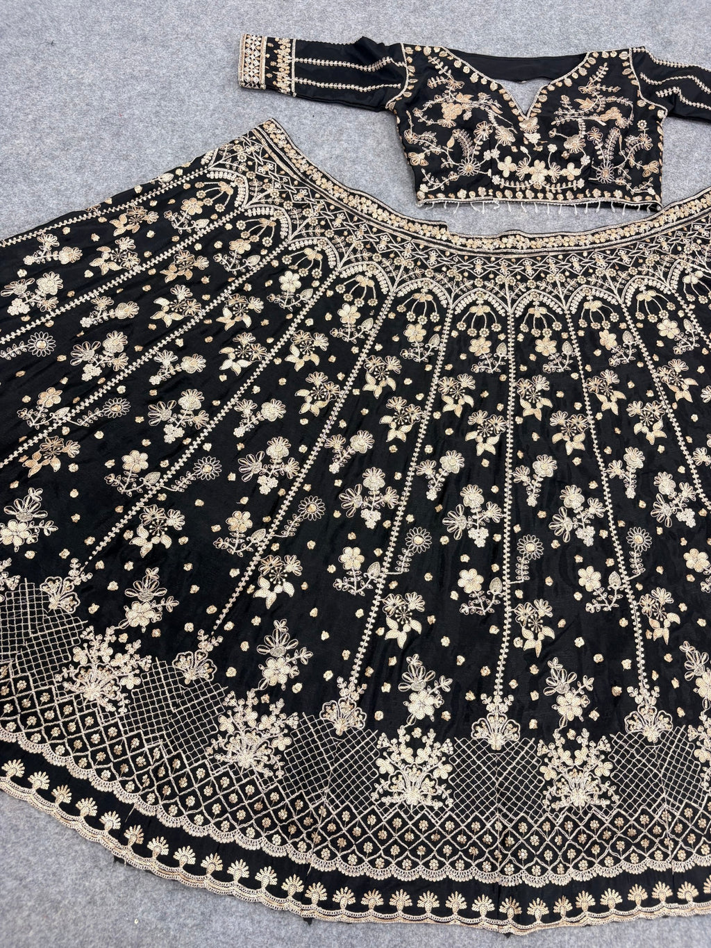 Viana Premium Chinon Silk Lehenga Choli Set with Sequins, Zari & Dori Work