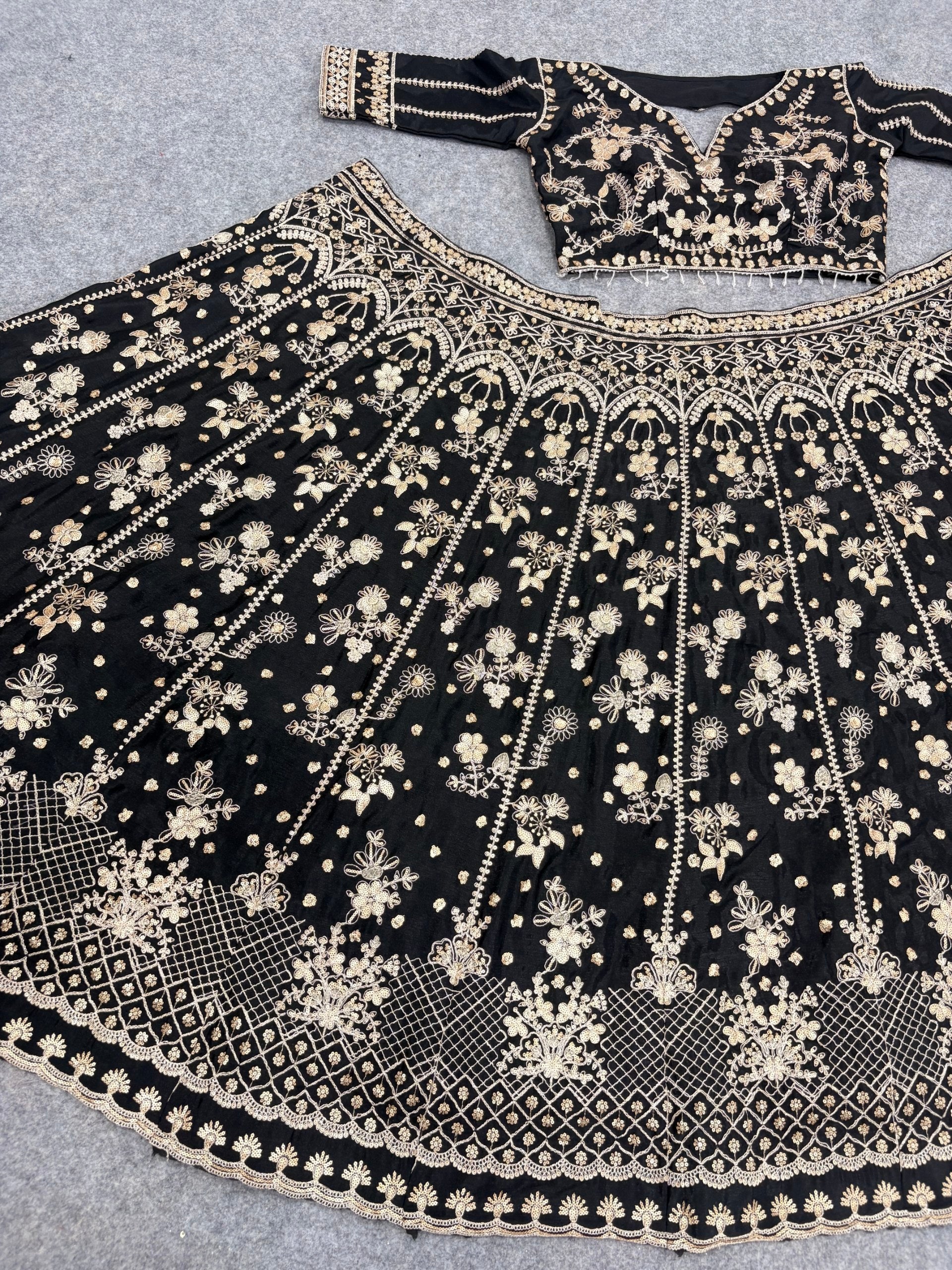Viana Premium Chinon Silk Lehenga Choli Set with Sequins, Zari & Dori Work