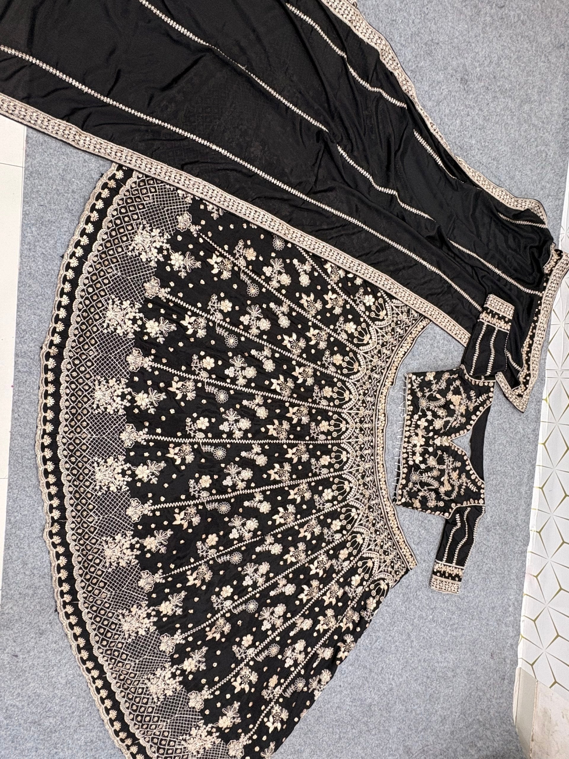 Viana Premium Chinon Silk Lehenga Choli Set with Sequins, Zari & Dori Work