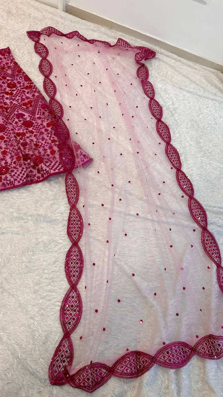 Avelia Gorgeous Pink Lehenga Choli Set with Sequins, Dori & Zari Work