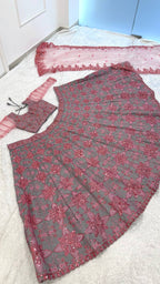 Luxury Thai Silk Sequins & Thread Work Lehenga Choli Set for Wedding