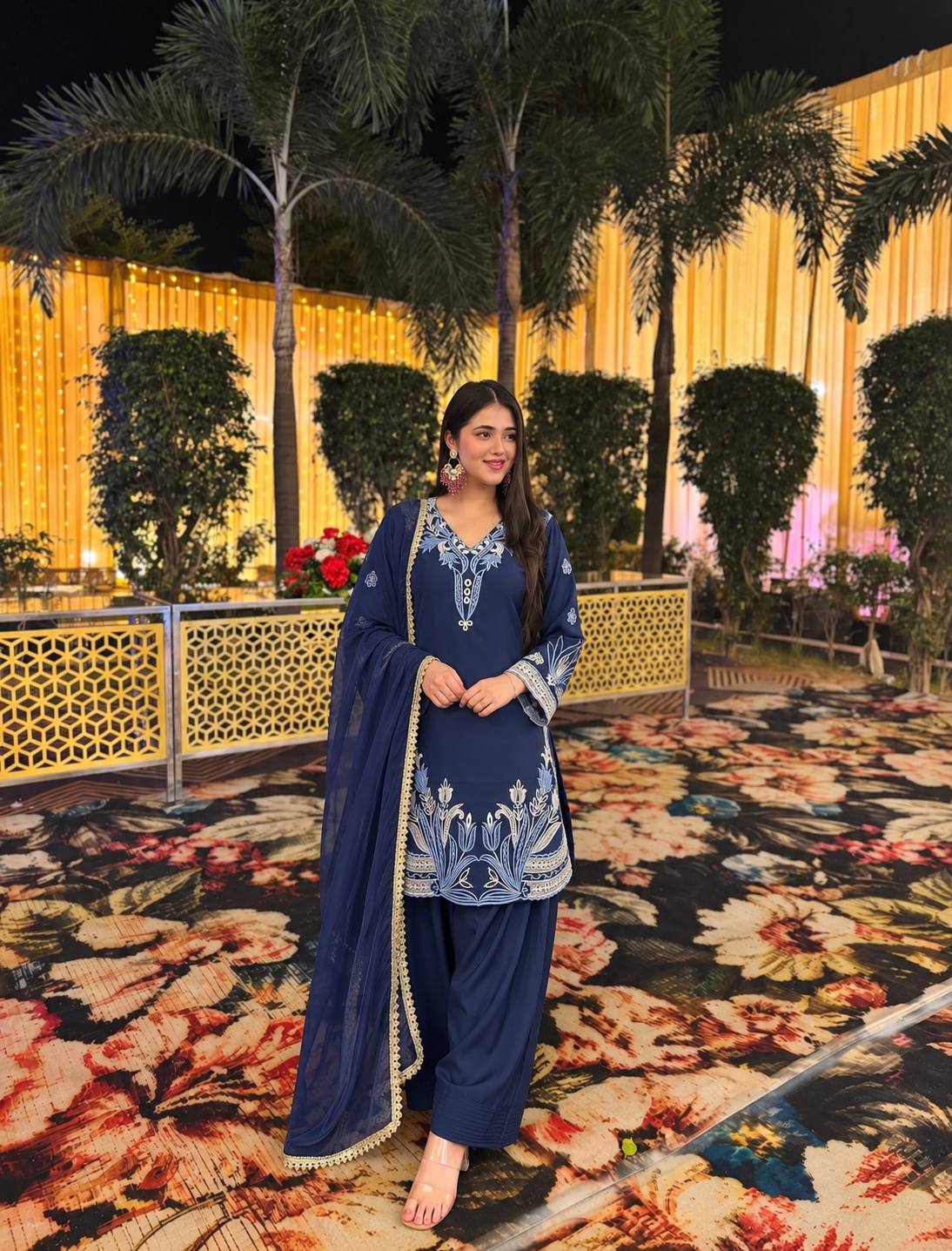 Zariya Biscuit Slub Pakistani Style Farshi Salwar Set