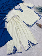 Elviora Jarman Chinon Embroidered Kurta Palazzo Set