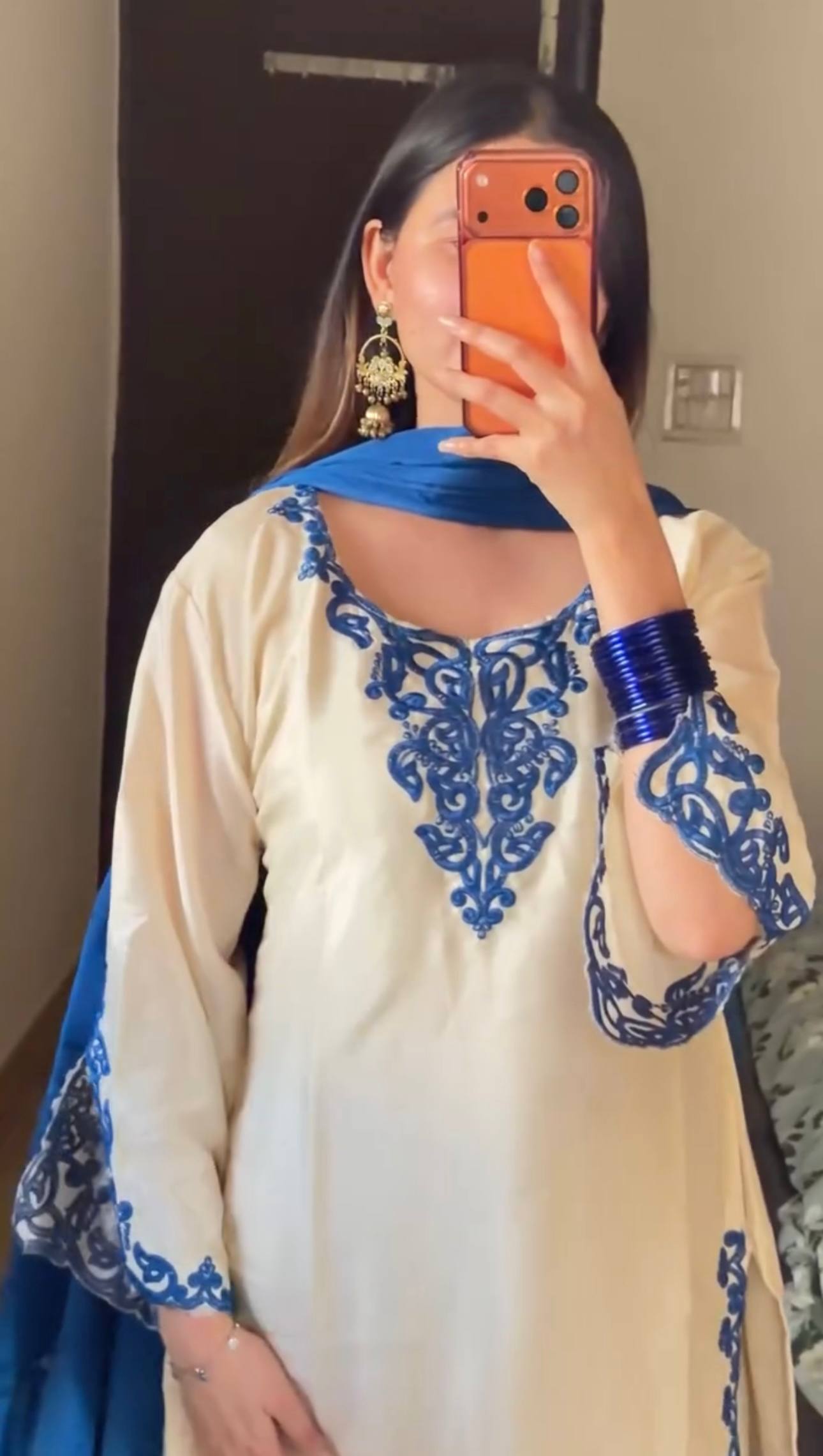 Elviora Jarman Chinon Embroidered Kurta Palazzo Set