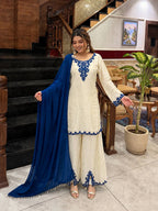Elviora Jarman Chinon Embroidered Kurta Palazzo Set