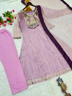 Aanya Premium Salsa Silk Suit Set with Embroidery & Thread Work