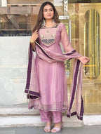 Aanya Premium Salsa Silk Suit Set with Embroidery & Thread Work