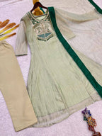 Aanya Premium Salsa Silk Suit Set with Embroidery & Thread Work