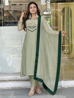 Aanya Premium Salsa Silk Suit Set with Embroidery & Thread Work