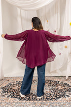 Myra Georgette Mirror Work Kediya with Cotton Denim Jeans