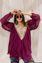 Myra Georgette Mirror Work Kediya with Cotton Denim Jeans