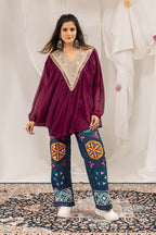 Myra Georgette Mirror Work Kediya with Cotton Denim Jeans