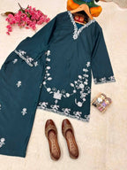 Premium French Crepe Farshi Palazzo Set with Thread Embroidery