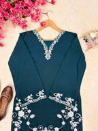 Premium French Crepe Farshi Palazzo Set with Thread Embroidery