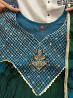 Meera Dual Tone Mal Chanderi Anarkali Set with Handwork Golden Yoke