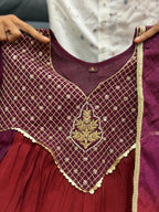 Meera Dual Tone Mal Chanderi Anarkali Set with Handwork Golden Yoke