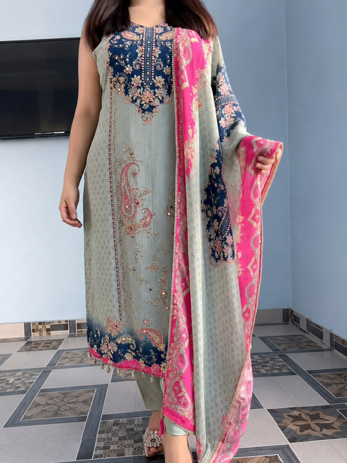 Anvi Premium Berry Silk Sleeveless Kurta Set with Pant & Dupatta