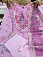 Rhea Lilac Pure Soft Muslin Pakistani Suit Set with Digital Print & Hand Embroidery