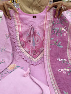 Rhea Lilac Pure Soft Muslin Pakistani Suit Set with Digital Print & Hand Embroidery