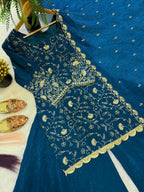 Ishani Crunchy Silk Embroidered Palazzo Suit Set with Beads, Sequins & Zari Work