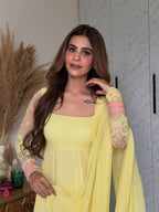 Roshni Georgette Embroidered Anarkali Suit with Pant & Dupatta