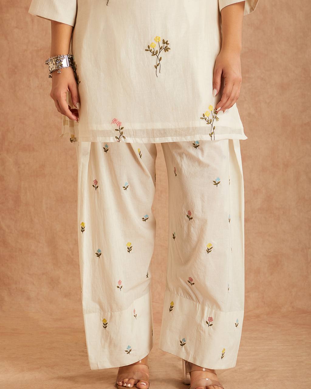 Ira Cotton Silk Embroidered Farshi Salwar Suit with Digital Print Dupatta