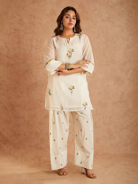 Ira Cotton Silk Embroidered Farshi Salwar Suit with Digital Print Dupatta
