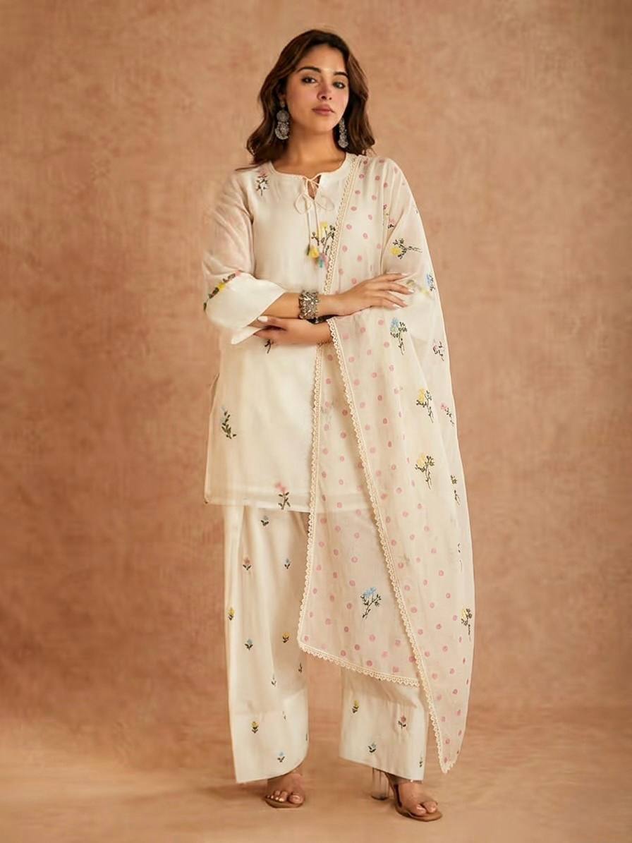 Ira Cotton Silk Embroidered Farshi Salwar Suit with Digital Print Dupatta