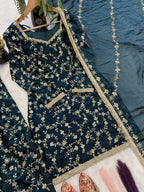 Tara Silk Heavy Sequins & Embroidery Work Top with Patiala & Dupatta