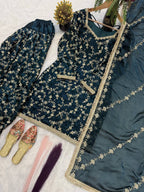 Tara Silk Heavy Sequins & Embroidery Work Top with Patiala & Dupatta