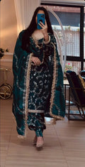 Tara Silk Heavy Sequins & Embroidery Work Top with Patiala & Dupatta