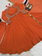 Designer Georgette Maxi Anarkali with Embroidered Koti, Pant & Dupatta