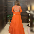 Designer Georgette Maxi Anarkali with Embroidered Koti, Pant & Dupatta