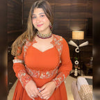 Designer Georgette Maxi Anarkali with Embroidered Koti, Pant & Dupatta