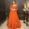 Designer Georgette Maxi Anarkali with Embroidered Koti, Pant & Dupatta