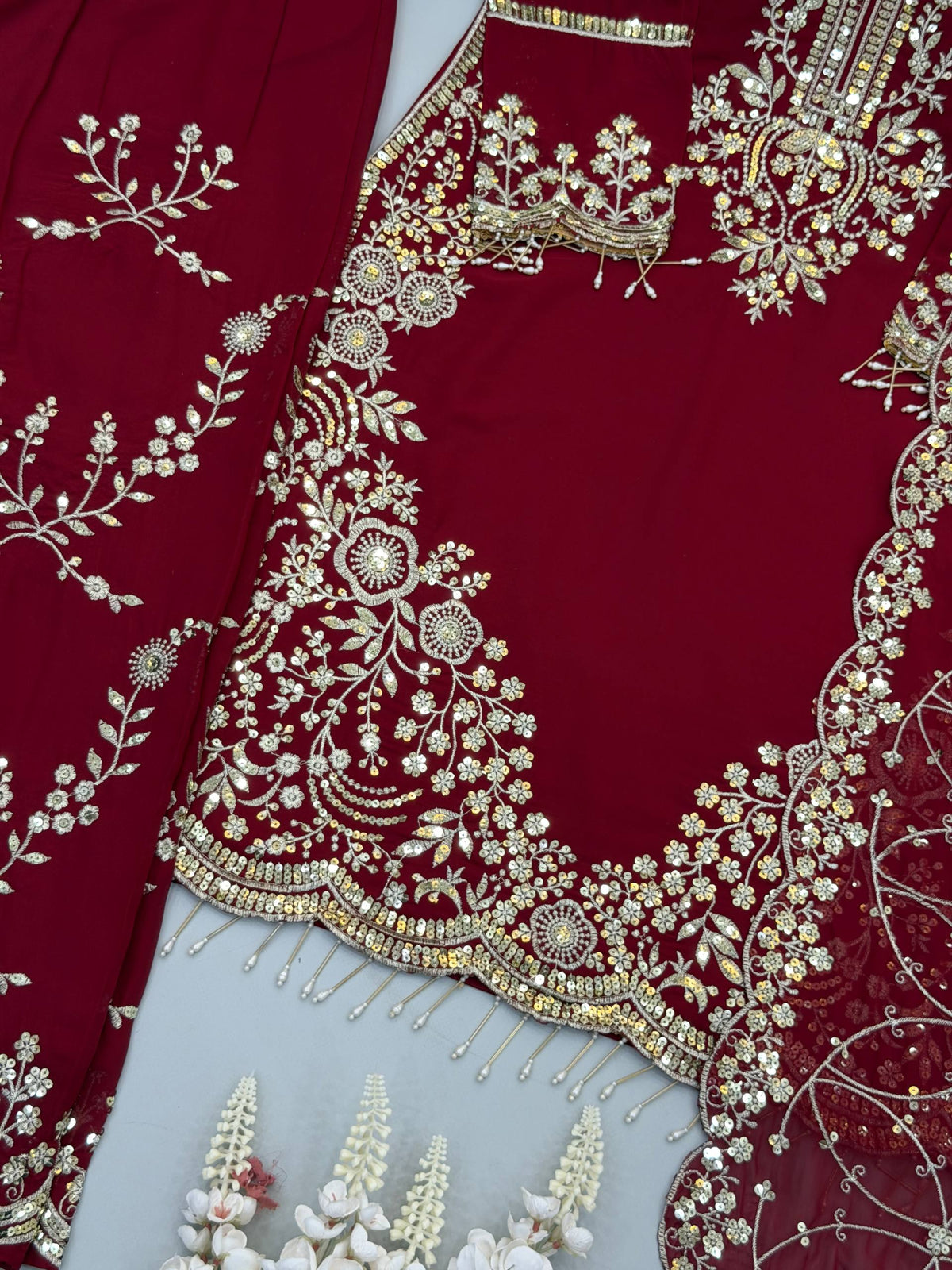 Siya Georgette Heavy Embroidery Work Kurti with Palazzo & Dupatta