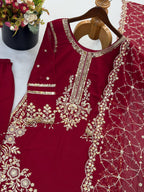 Siya Georgette Heavy Embroidery Work Kurti with Palazzo & Dupatta