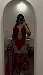 Siya Georgette Heavy Embroidery Work Kurti with Palazzo & Dupatta