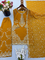 Siya Georgette Heavy Embroidery Work Kurti with Palazzo & Dupatta
