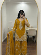 Siya Georgette Heavy Embroidery Work Kurti with Palazzo & Dupatta