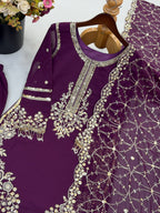 Siya Georgette Heavy Embroidery Work Kurti with Palazzo & Dupatta