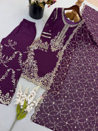 Siya Georgette Heavy Embroidery Work Kurti with Palazzo & Dupatta