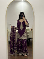 Siya Georgette Heavy Embroidery Work Kurti with Palazzo & Dupatta