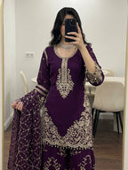 Siya Georgette Heavy Embroidery Work Kurti with Palazzo & Dupatta