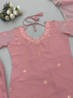 Aisha Georgette Embroidery & Sequins Work Top with Palazzo & Dupatta