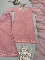 Aisha Georgette Embroidery & Sequins Work Top with Palazzo & Dupatta