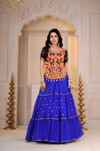Aadhya Cotton Gamthi Mirror Work Choli with Gotta Patti Lehenga