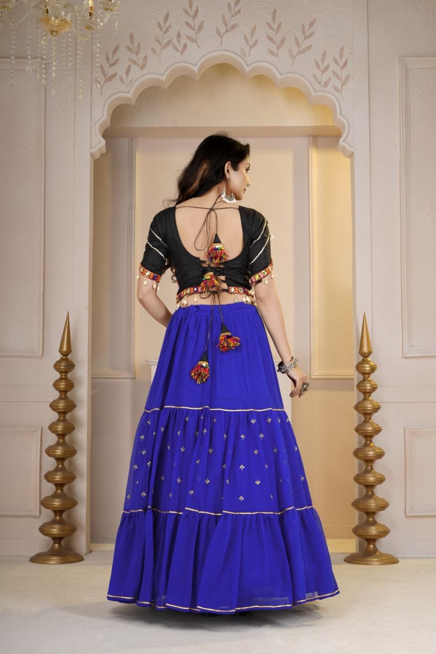 Aadhya Cotton Gamthi Mirror Work Choli with Gotta Patti Lehenga