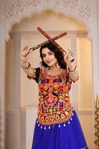 Aadhya Cotton Gamthi Mirror Work Choli with Gotta Patti Lehenga